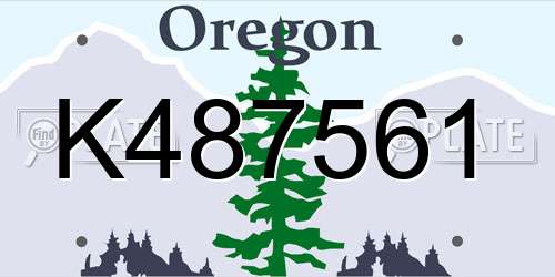 K487561 Oregon License Plate