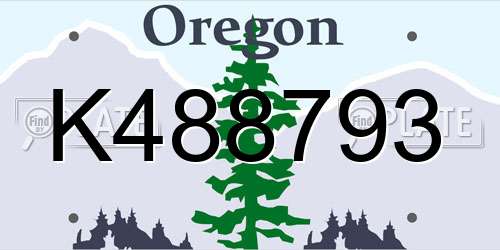 K488793 Oregon License Plate