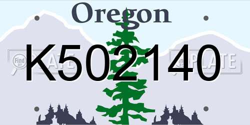 K502140 Oregon License Plate