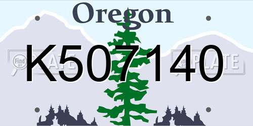 K507140 Oregon License Plate