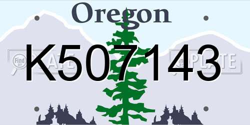 K507143 Oregon License Plate