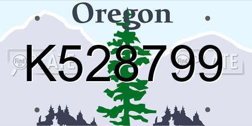 K528799 Oregon License Plate