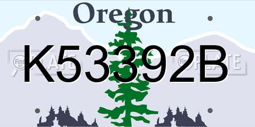 K53392B Oregon License Plate