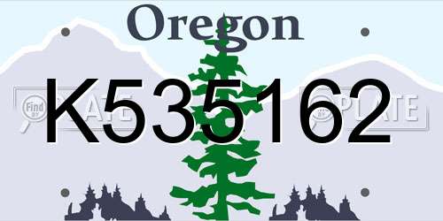 K535162 Oregon License Plate