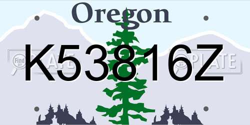 K53816Z Oregon License Plate