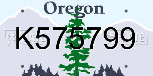 K575799 Oregon License Plate