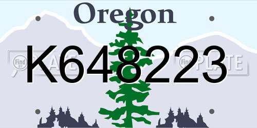 K648223 Oregon License Plate