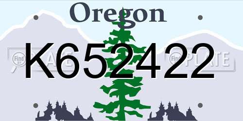 K652422 Oregon License Plate