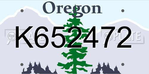 K652472 Oregon License Plate