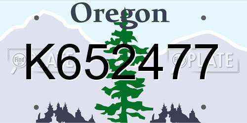 K652477 Oregon License Plate