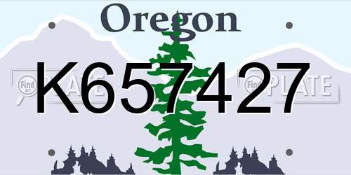 K657427 Oregon License Plate