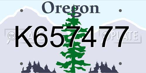 K657477 Oregon License Plate