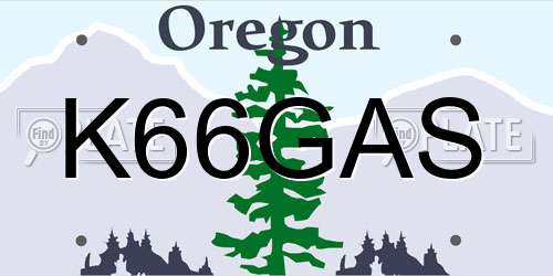 K66GAS Oregon License Plate