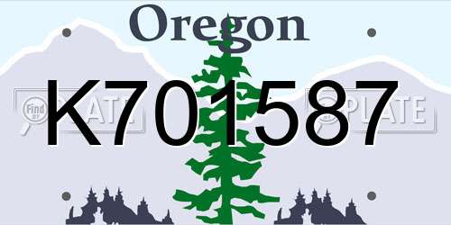 K701587 Oregon License Plate