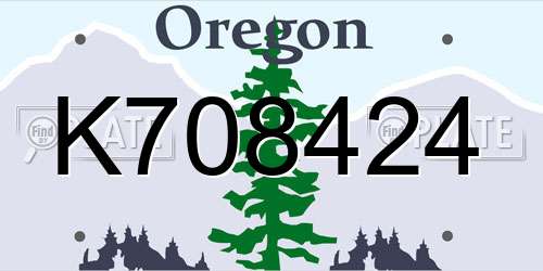 K708424 Oregon License Plate