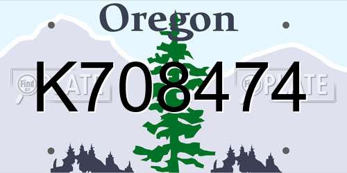 K708474 Oregon License Plate