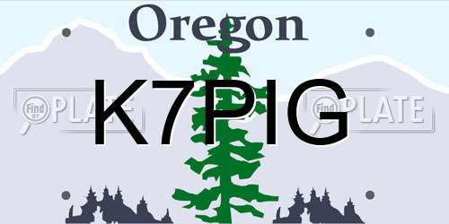 K7PIG Oregon License Plate