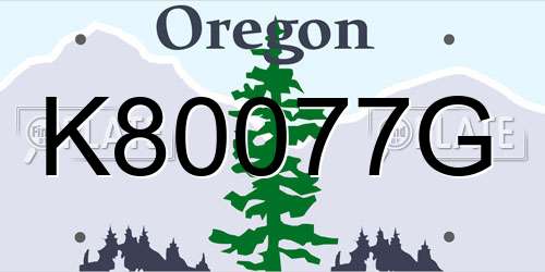 K80077G Oregon License Plate