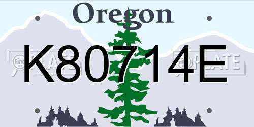 K80714E Oregon License Plate