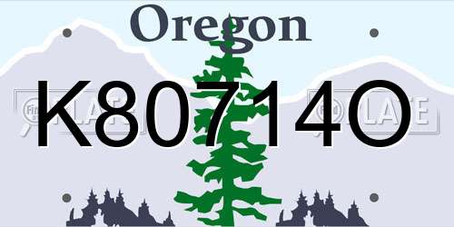 K80714O Oregon License Plate