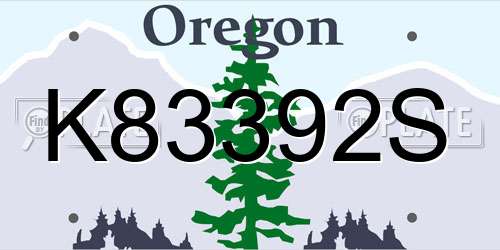 K83392S Oregon License Plate