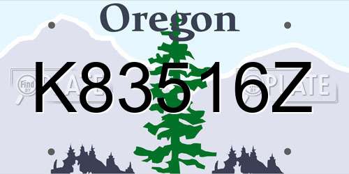 K83516Z Oregon License Plate