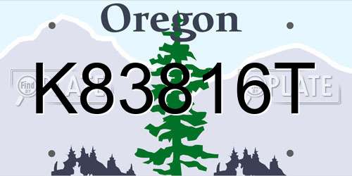 K83816T Oregon License Plate