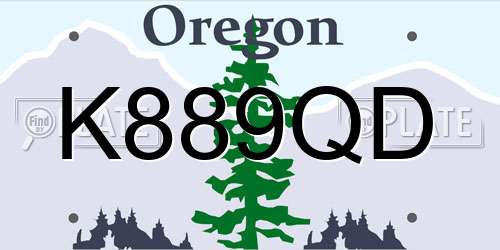 K889QD Oregon License Plate