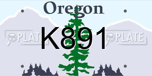 K891 Oregon License Plate