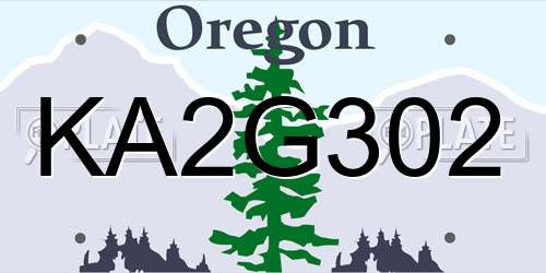 KA2G302 Oregon License Plate