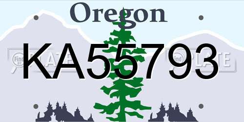 KA55793 Oregon License Plate
