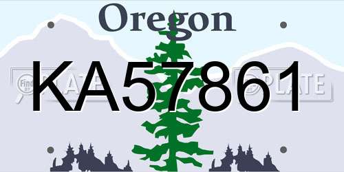 KA57861 Oregon License Plate