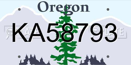 KA58793 Oregon License Plate