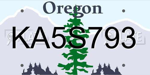 KA5S793 Oregon License Plate