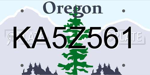 KA5Z561 Oregon License Plate