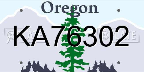 KA76302 Oregon License Plate