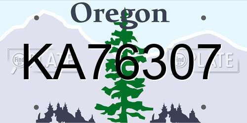 KA76307 Oregon License Plate