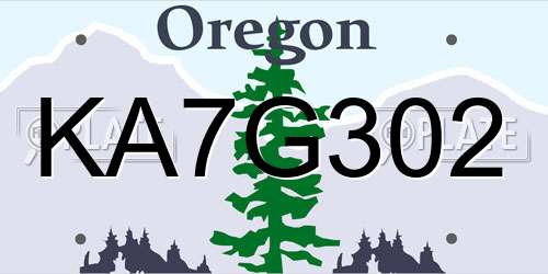KA7G302 Oregon License Plate