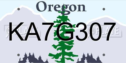KA7G307 Oregon License Plate