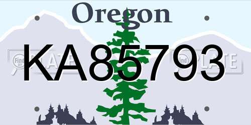 KA85793 Oregon License Plate