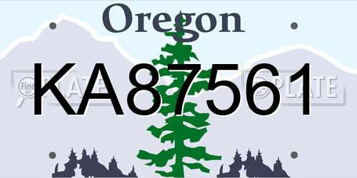 KA87561 Oregon License Plate