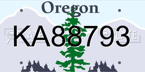 KA88793 Oregon License Plate