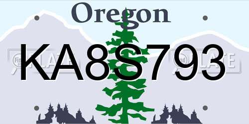 KA8S793 Oregon License Plate