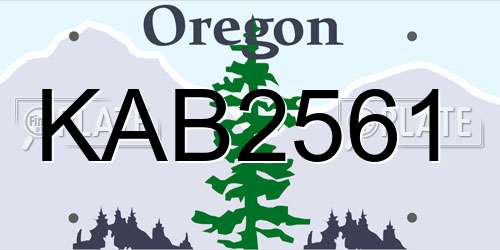 KAB2561 Oregon License Plate