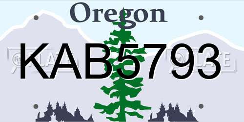 KAB5793 Oregon License Plate