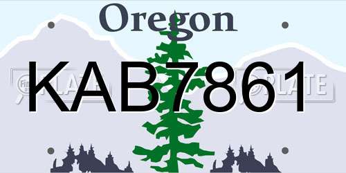 KAB7861 Oregon License Plate