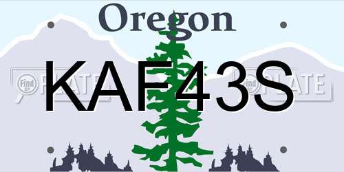 KAF43S Oregon License Plate