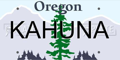 KAHUNA Oregon License Plate