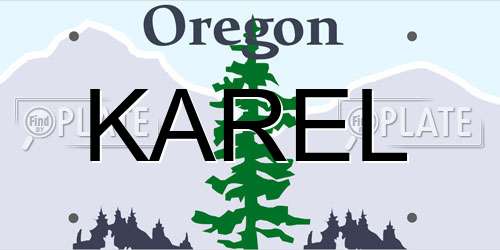 KAREL Oregon License Plate