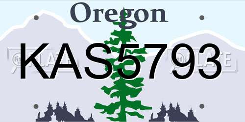 KAS5793 Oregon License Plate